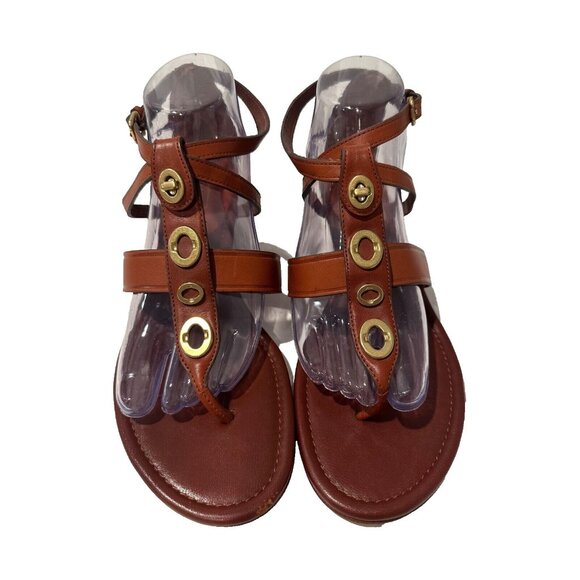 Coach Shoes - Coach Tan Sandals with Gold Details